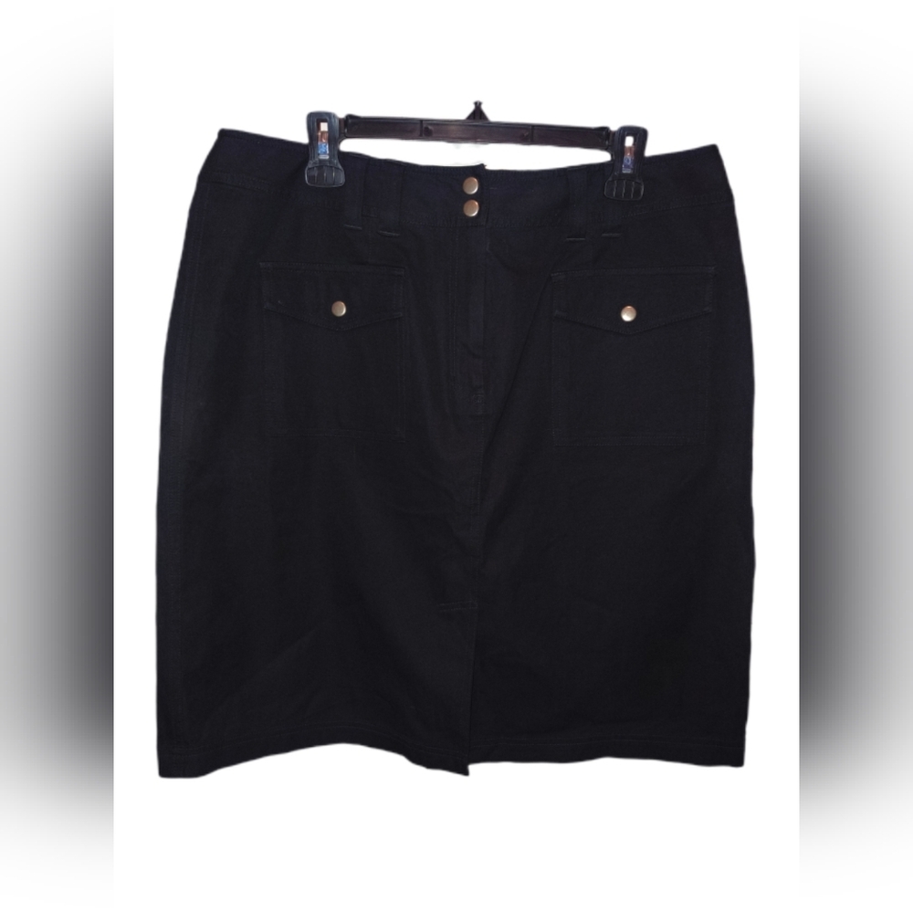 INC International Concepts Black Pencil Skirt with Front Flap Pockets